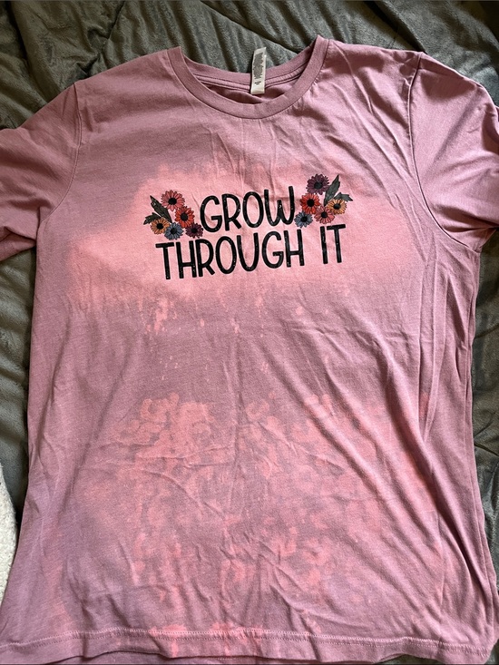 Bella Canvas Tops - Bella Canvas Pink "Grow Through It" Floral Graphic Tee